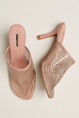 Lola Cruz Rhinestone Netted Mule Heels | Anthropologie (US)