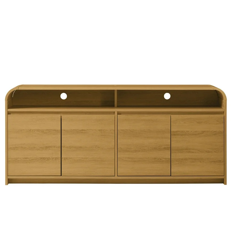 Better Homes & Gardens Juliet Curved TV Stand for TVs up to 75”, Light Honey Finish - Walmart.c... | Walmart (US)