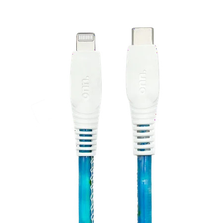 onn. 6 Fashion Cable USB-C to Lightning Cable with Cable Management Aqua | Walmart (US)