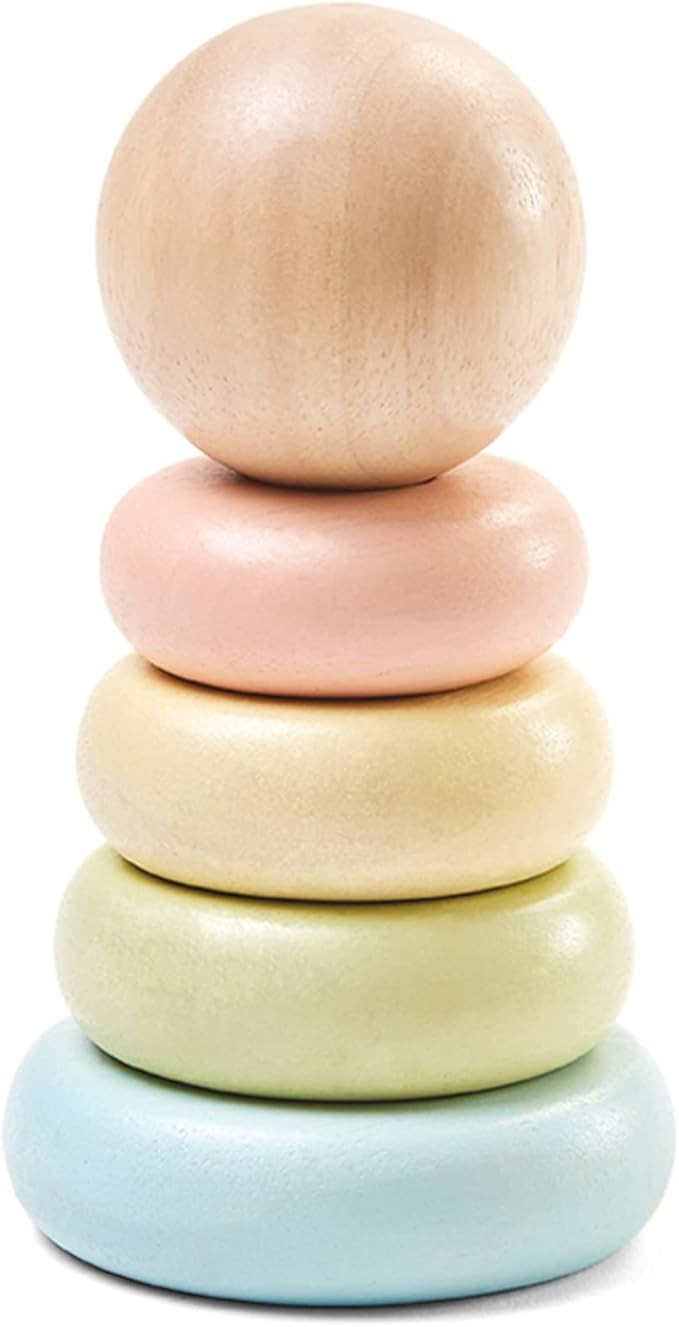 PlanToys First Stacking Rings Baby Toy - Sustainably Made from Rubberwood Featuring Organic-Pigme... | Amazon (US)