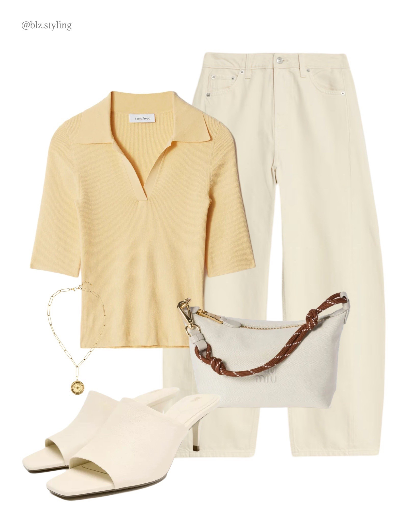 Buttercream outfit, spring outfit, barrel jeans, miu miu bag, leather mules 

#LTKstyletip #LTKuk #LTKspring