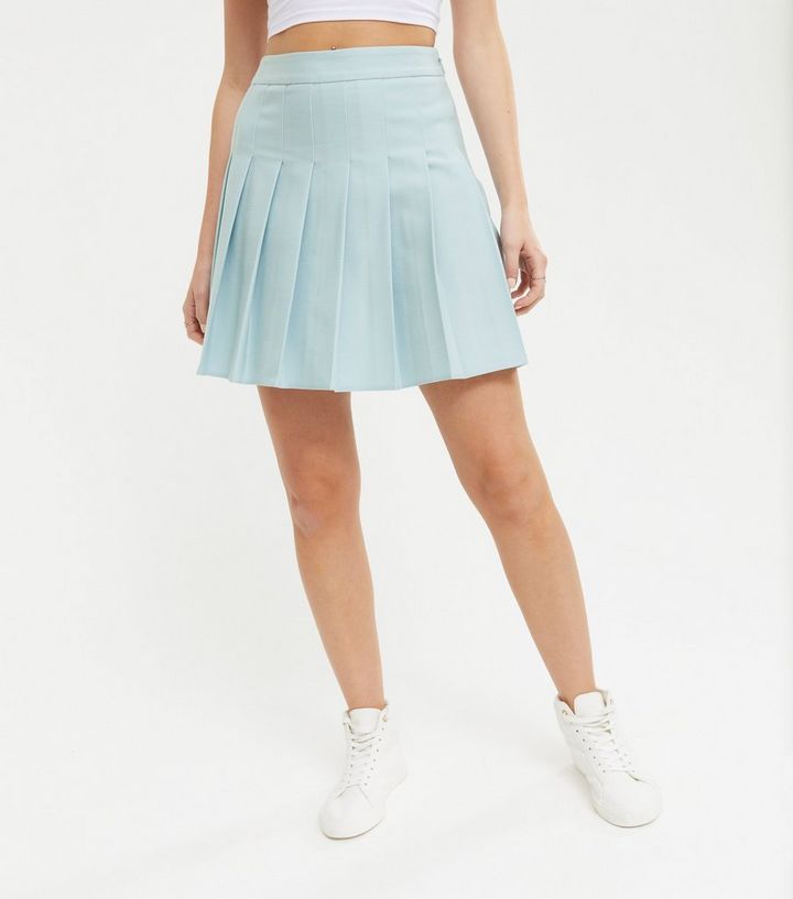 Pale Blue Pleated Mini Tennis Skirt 
						
						Add to Saved Items
						Remove from Saved Item... | New Look (UK)
