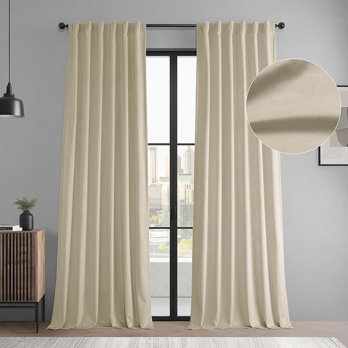 HPD Half Price Drapes Basic Deluxe Velvet Room Darkening Curtains with Rod Pocket - 2 Panels Set ... | Amazon (US)