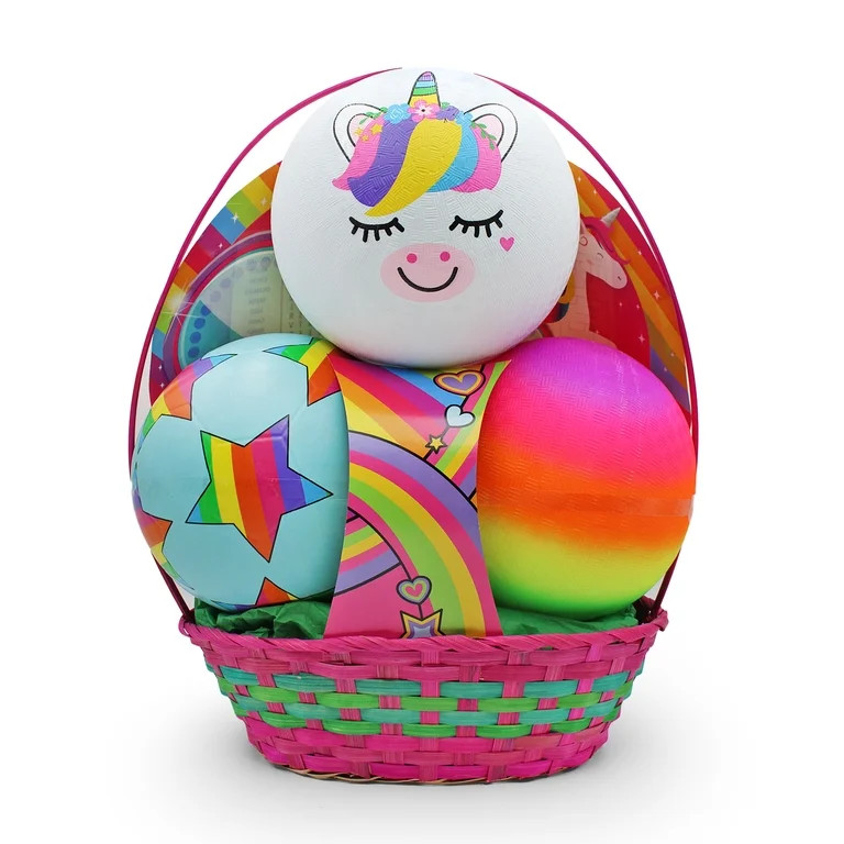 3 Ball Girls Unicorn Prefilled Easter Basket, by Megatoys | Walmart (US)