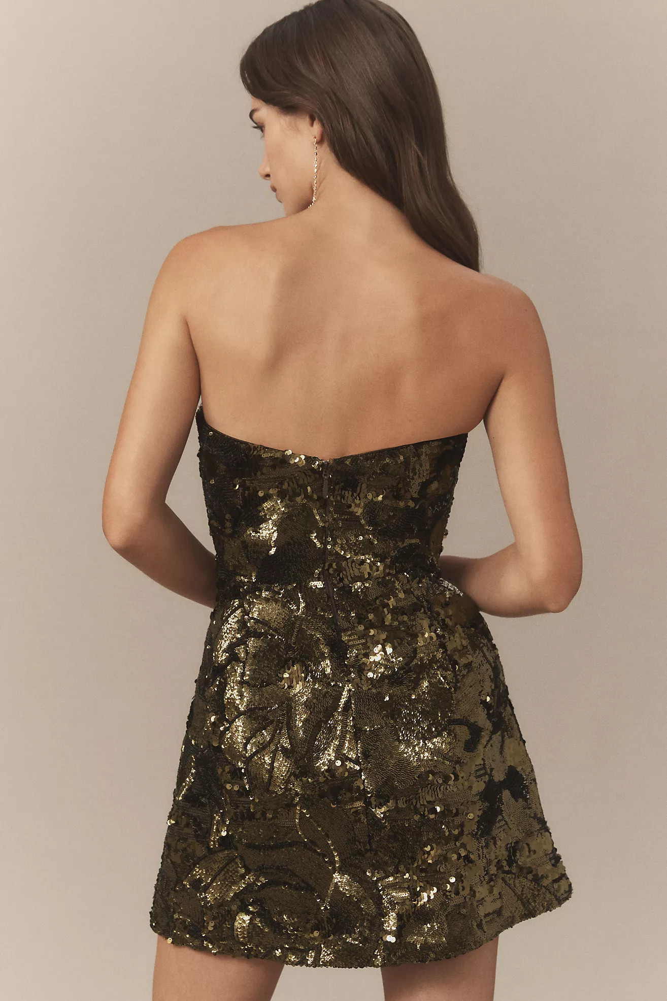 Helsi Linda Strapless Floral Stretch Sequin Mini Dress | Anthropologie (US)