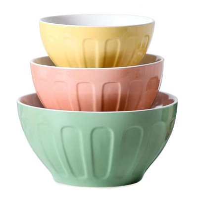 Itopfox Ceramic Mixing Bowls Set for Kitchen, Large Nesting Bowls for Serving, Baking, Food Prep, Cooking, Salad, Microwave Safe, Pastel Color | Target