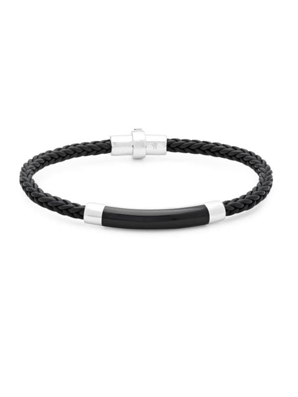 Black Agate, Sterling Silver and Leather Braided Bracelet | Saks Fifth Avenue OFF 5TH