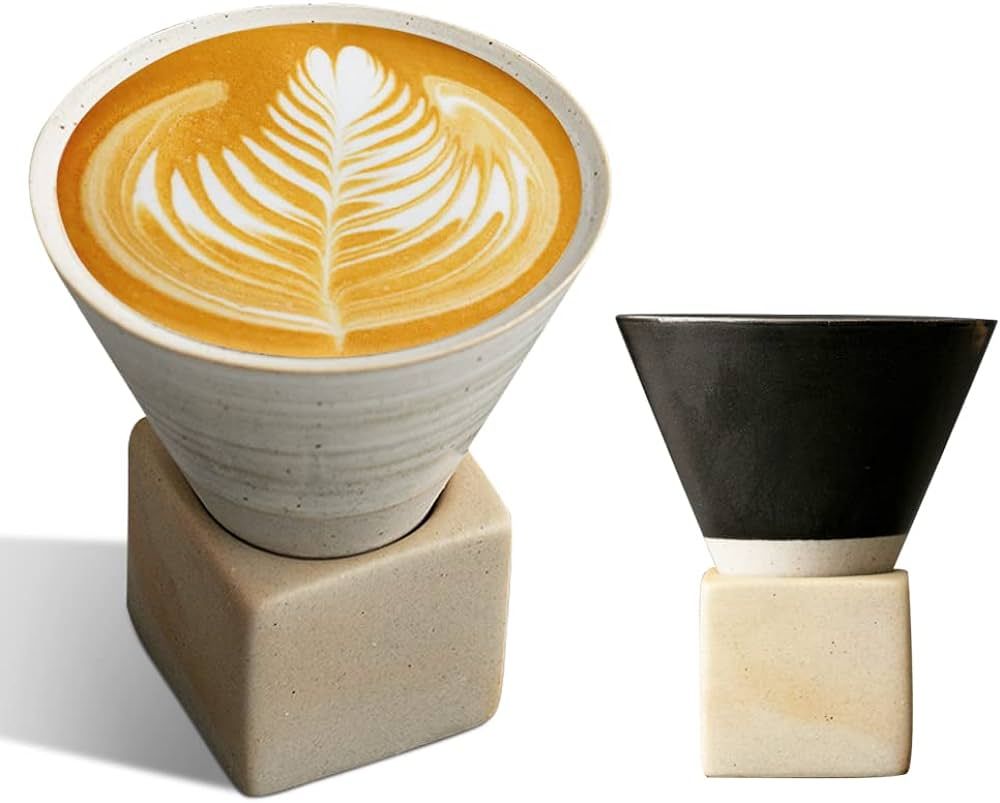 LEPAYU Japanese Ceramic Tea Mug,Creative Ceramic Coffee Cups with Base Funnel Milk Cup Elegant Ce... | Amazon (US)