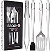 Alpha Grillers Heavy Duty BBQ Grilling Tools Set. Extra Thick Stainless Steel Spatula, Fork, Bast... | Amazon (US)