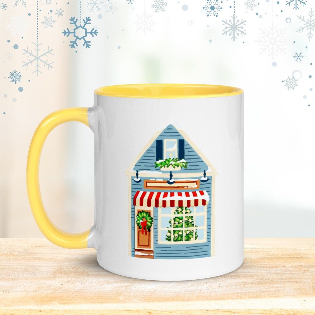 Christmas Village Mug, Yellow - Main Street Store • Christmas house mugs, Hot chocolate mug, Mu... | Etsy (CAD)