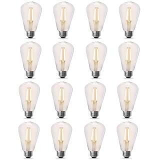 60-Watt Equivalent ST19 Dimmable Straight Filament Clear Glass E26 Vintage Edison LED Light Bulb, Soft White (16-Pack) | The Home Depot