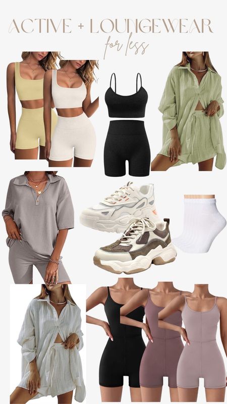 activewear, loungewear, active wear set, lounge set, two piece set for women, chunky tennis shoes, calf socks, ribbed two piece set, summer casual outfit, unitard, comfy two piece set 

#LTKshoecrush #LTKsalealert #LTKunder50