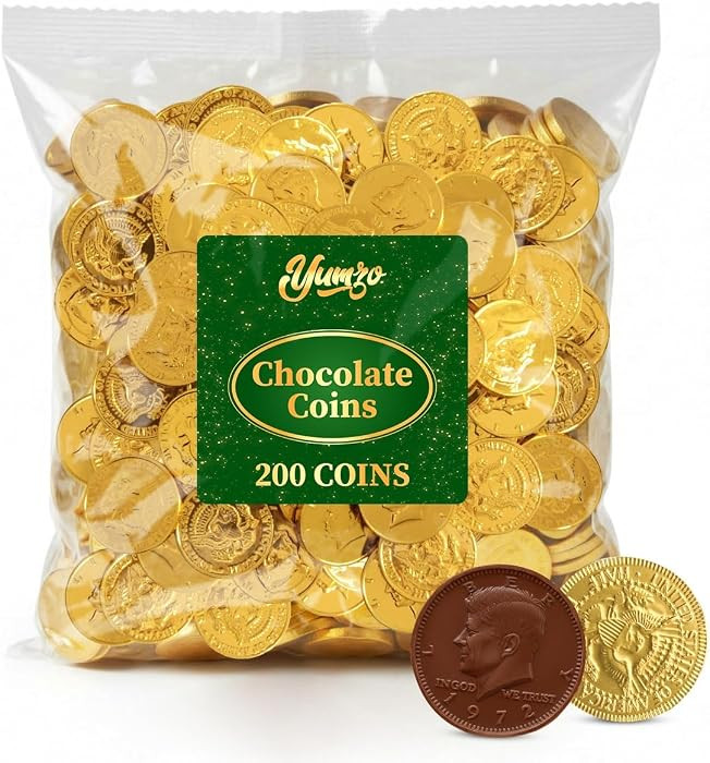 Gold Chocolate Coins, 200 Pack of Gold Chocolate Coins Bulk, Ideal Coin Candy for Themed Parties,... | Amazon (US)