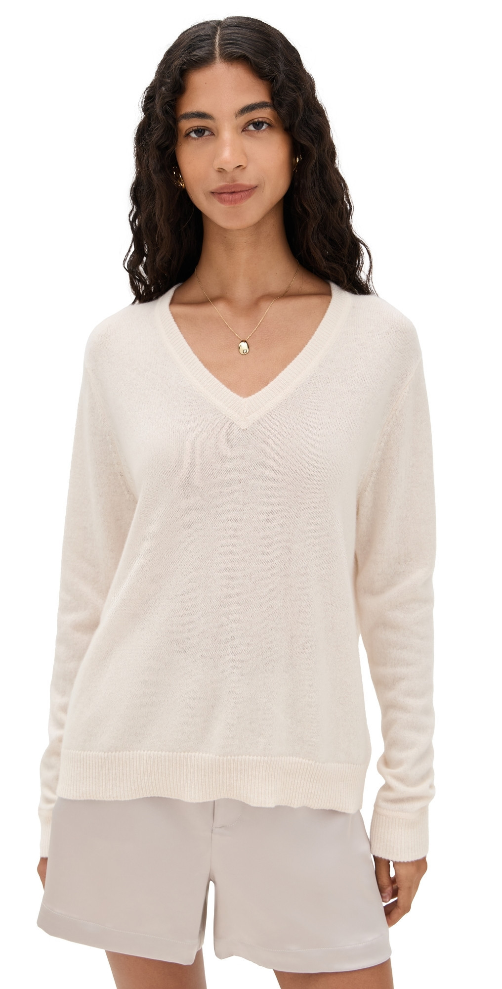 Reformation Remi Cashmere V Neck Sweater Cream S | Shopbop