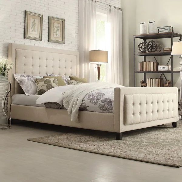 INSPIRE Q Bellevista Square Button-tufted Upholstered Full-Size Bed with Footboard | Bed Bath & Beyond