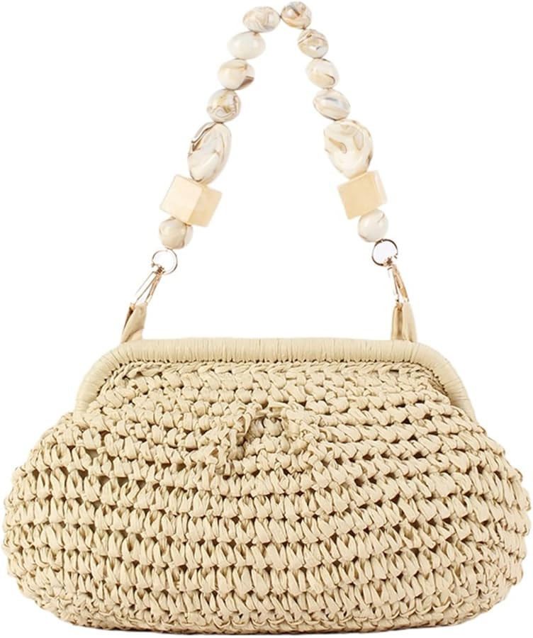 Handwoven Straw Clutch Bag for Women Summer Vacation Evening Handbag Boho Resort Raffia Crochet C... | Amazon (US)