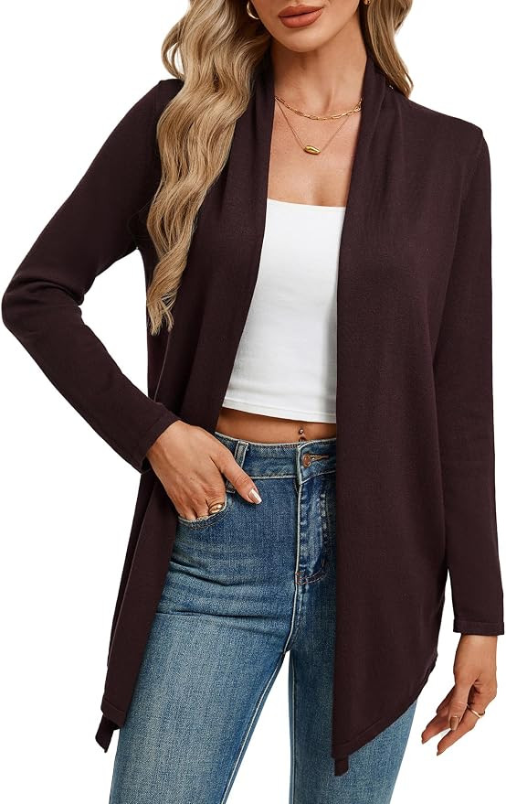 GRACE KARIN Long Cardigans for Women Lightweight Open Front Draped Sweaters | Knit Cardigan Sweat... | Amazon (US)