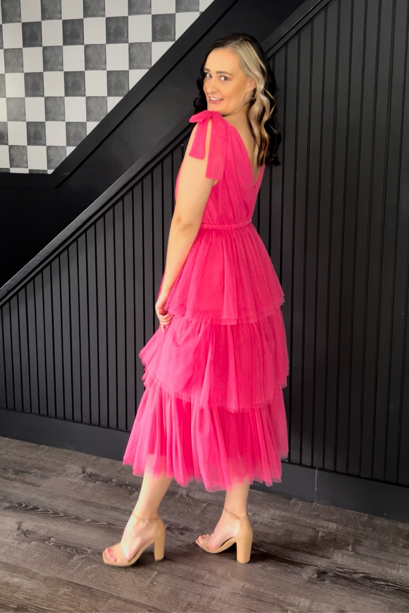colourful knit dress Handmade Colorful Knit Dress – Red Vintage