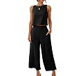 ANRABESS Women's Summer 2 Piece Outfits Sleeveless Crop Top Capri Wide Leg Pants Jumpsuit Linen L... | Amazon (US)