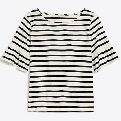 Striped ruffle-sleeve T-shirt | J.Crew Factory