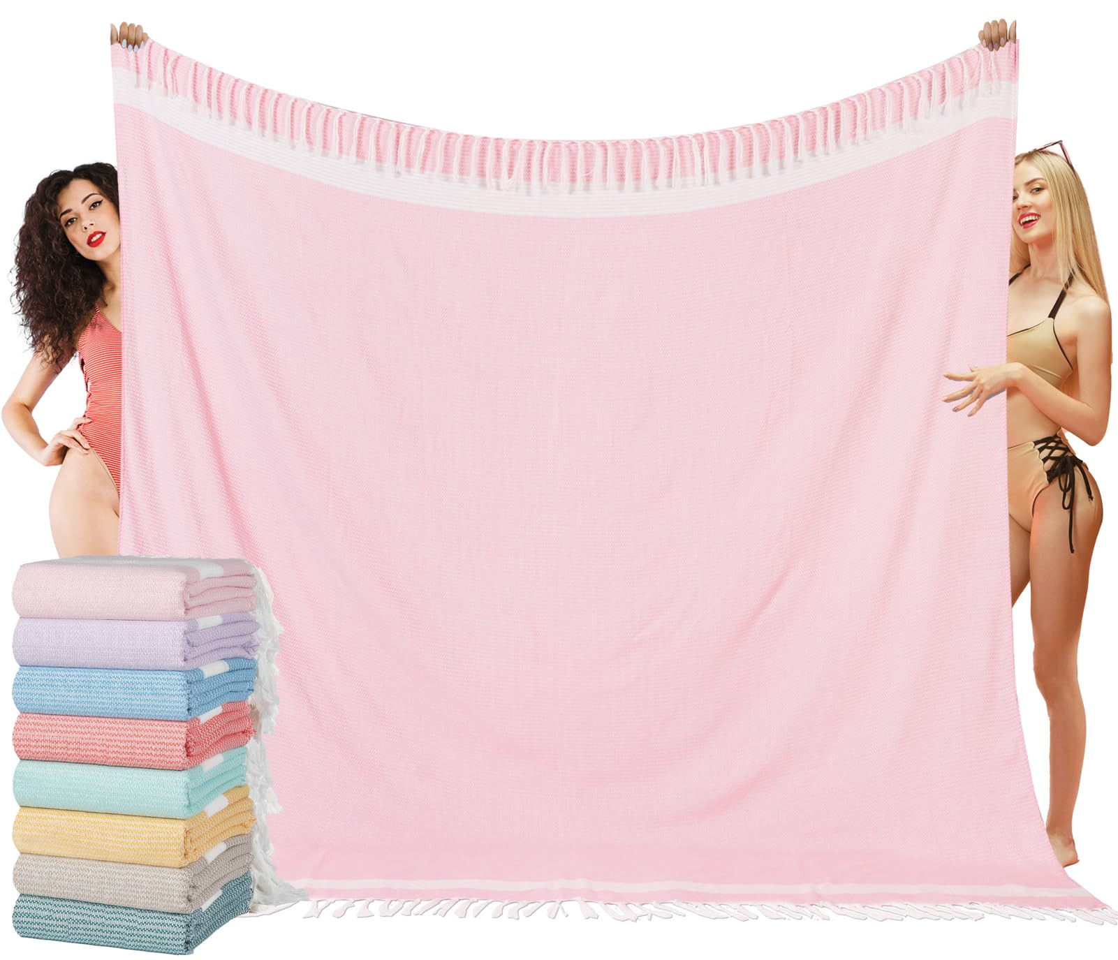 Oversized Turkish Beach Towel Blanket XXL Cotton Sandproof Towels Boho Woven Extra Large Big Sand... | Amazon (US)