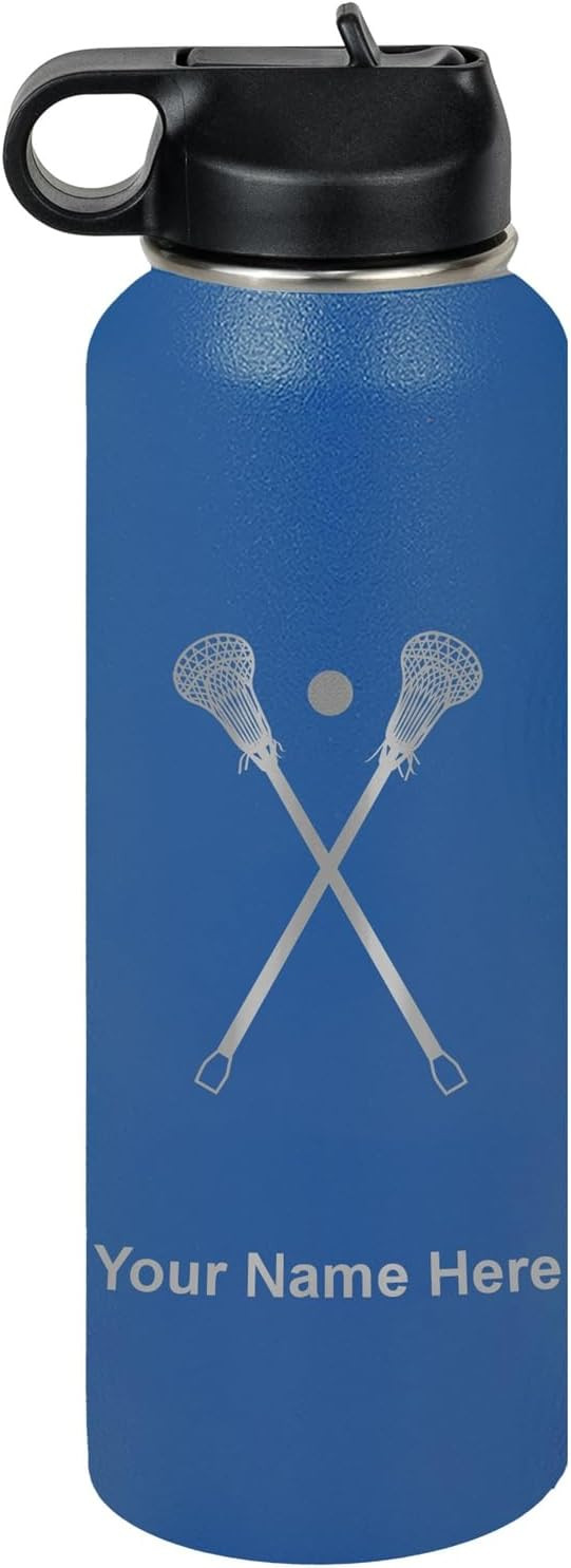 LaserGram Personalized Water Bottle, Lacrosse Sticks, Stainless Steel Double Wall Vacuum Insulate... | Amazon (US)