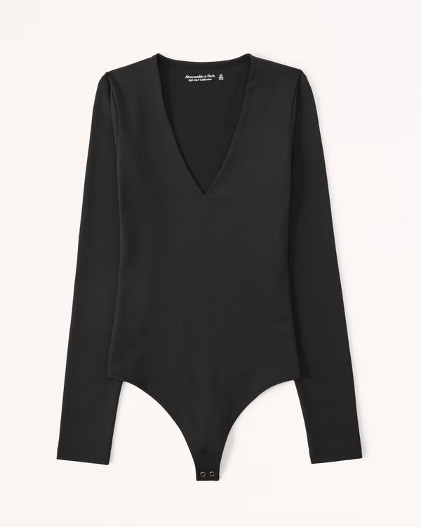 Women's Long-Sleeve Seamless Fabric V-Neck Bodysuit | Women's Tops | Abercrombie.com | Abercrombie & Fitch (US)