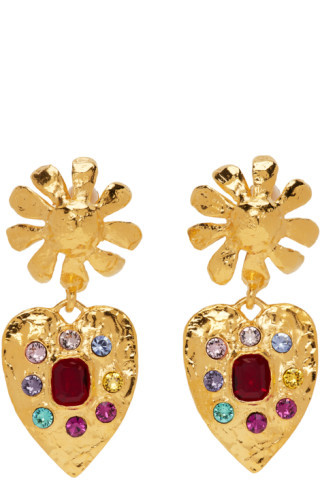 Gold Tropicana Clip-On Earrings | SSENSE