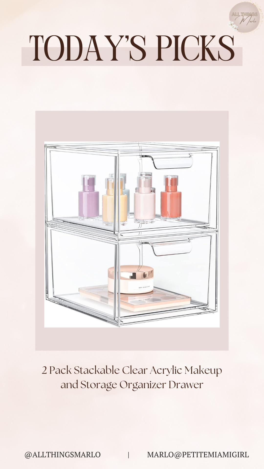 2 Pack Stackable Clear Acrylic Makeup and Storage Organizer Drawer 

 #LTKHome #LTKFindsUnder50 #LTKFindsUnder100