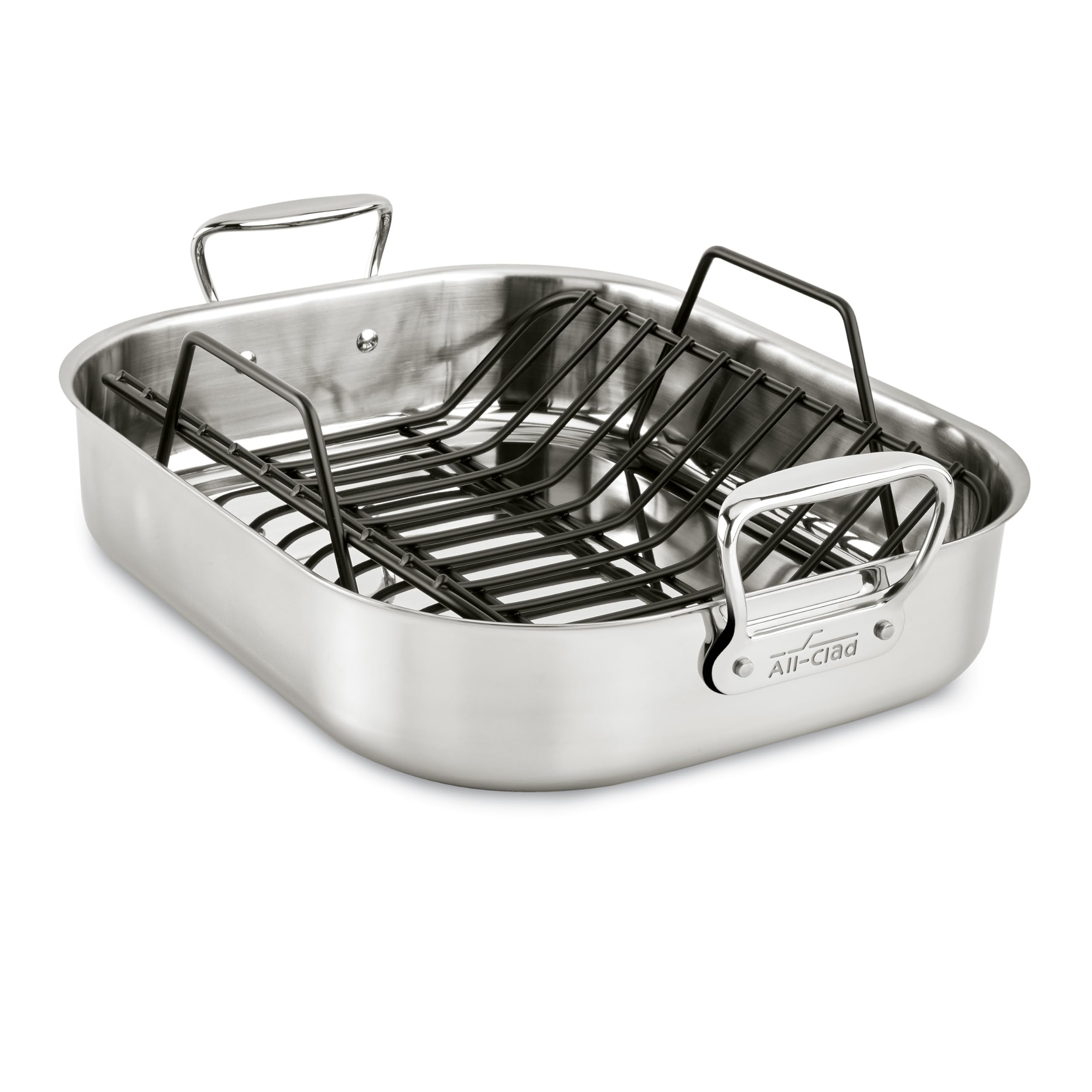 All-Clad Specialty Stainless Steel Roaster and Nonstick Rack 16x13x5 Inch Oven Broiler Safe 600F ... | Amazon (US)