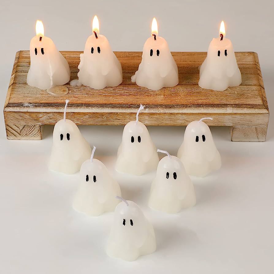 20 Pieces Halloween Ghost Candles Burning Candles Soy Wax Spooky Candle Halloween Decor Candles f... | Amazon (US)