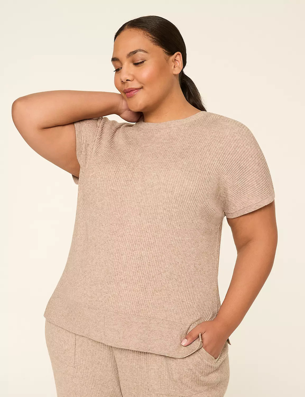 LIVI Short-Sleeve Crew-Neck Sweater | LaneBryant | Lane Bryant (US)
