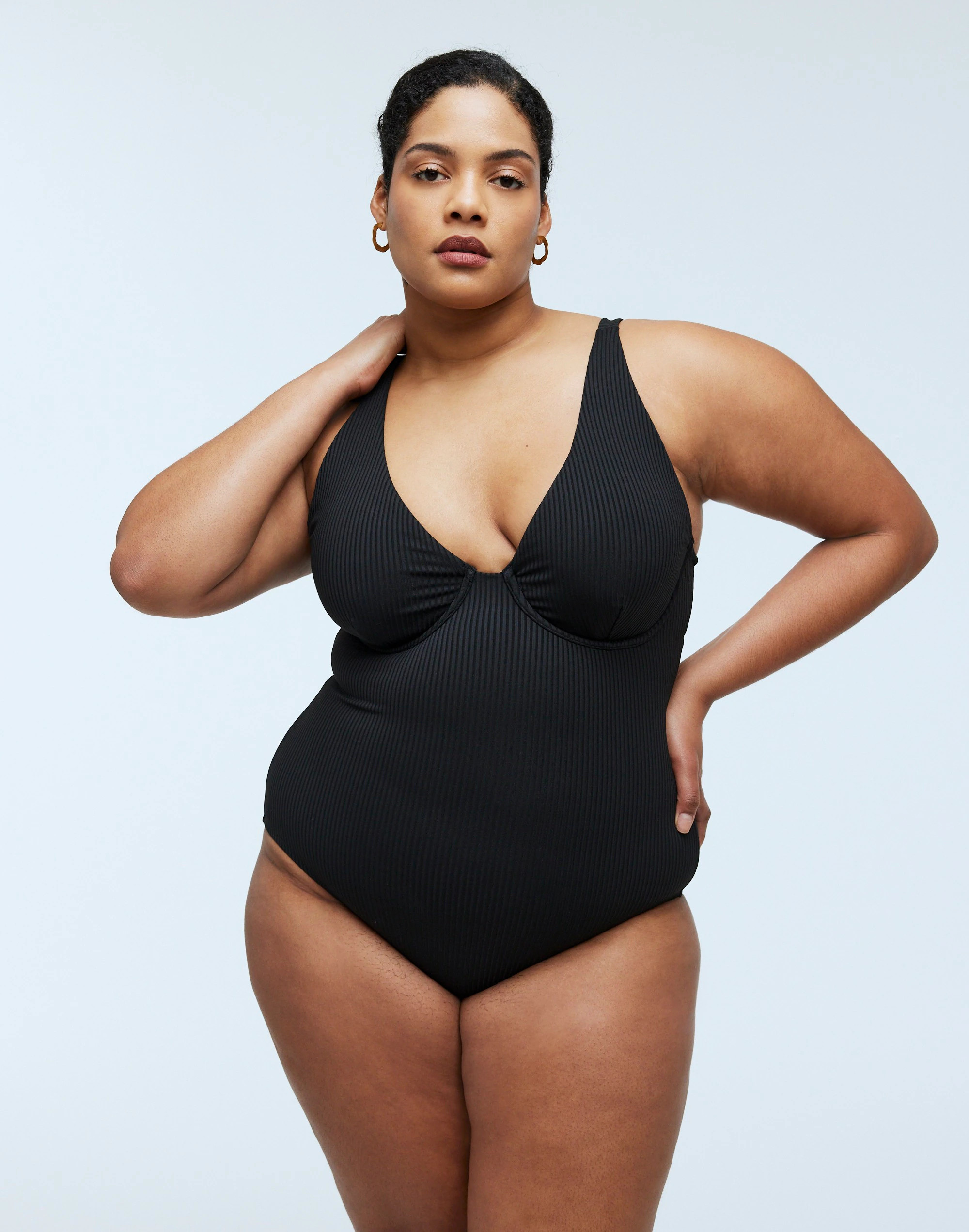 Plus Ribbed Underwire Open-Back One-Piece Swimsuit | Madewell
