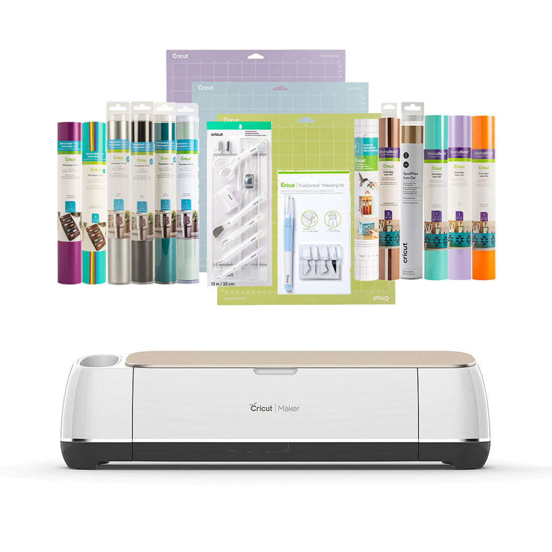 Cricut Certified Refurbished Cricut Maker + Essentials Bundle | Champagne | Cricut