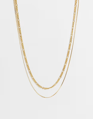 Reclaimed Vintage inspired multi row stainless steel chains in gold | ASOS (Global)