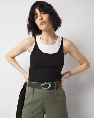 WHBM FORME™ Ribbed Stretch Layered Tank | White House Black Market