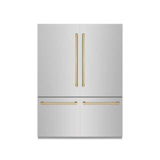 60 in. 32.2 cu. ft. Built-in Bottom Freezer Refrigerator in Stainless Steel w/ Graphite Gray Interior & Bronze Accents | The Home Depot