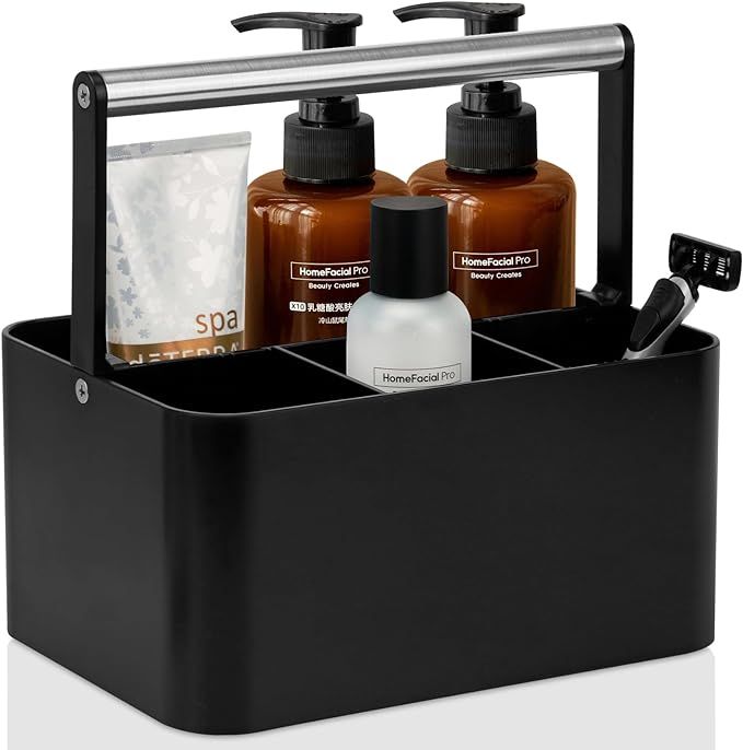 Black Shower Caddy Portable: Plastic Caddy Organizer with Handle, Bathroom Caddy Countertop, Util... | Amazon (US)