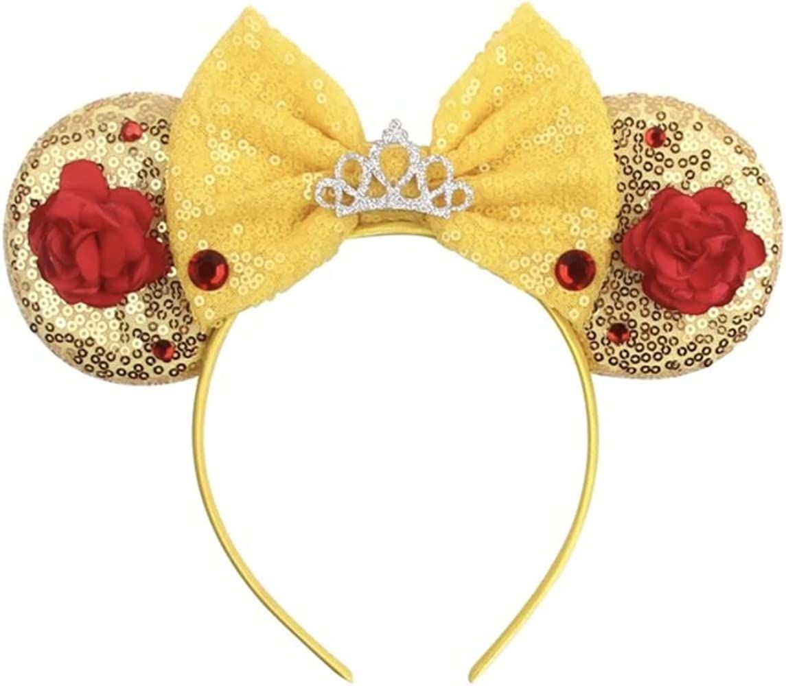 CLGIFT Beauty and The Beast Ears, Gold Minnie Ears, Belle Ears | Amazon (US)