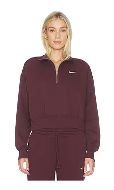 Nike 1/2 Zip Cropped Sweatshirt in Burgundy Crush & Sail from Revolve.com | Revolve Clothing (Global)