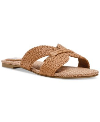 Women's Geeya Raffia Criss Cross Strap Slide Sandals | Macy's