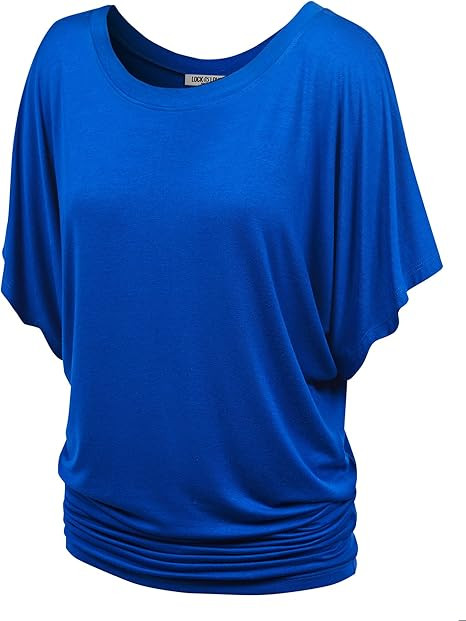 Lock and Love Women's Solid Short Sleeve Boat Crew Neck V Neck Dolman Top XS - 5XL Plus Size | Amazon (US)