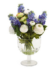 18.5in Faux Ranunculus And Lilac Arrangement In Glass Vase | Home | Marshalls | Marshalls