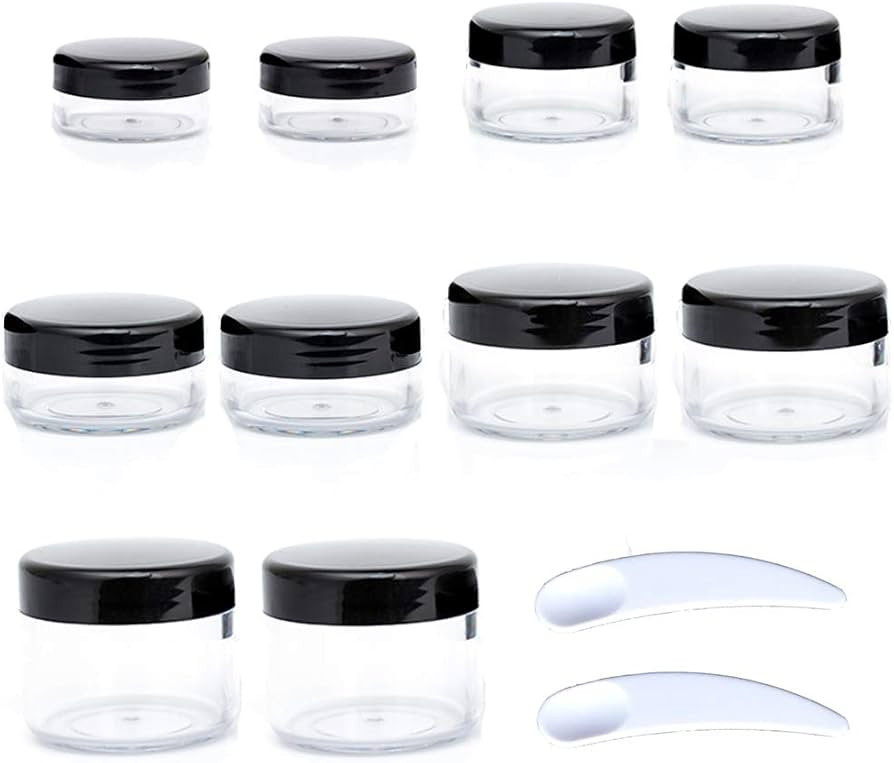 10pcs Small Travel Containers, Black Sample Jars with Screw Lids, 5 Size 3/5/10/15/20 Gram, 12pcs... | Amazon (US)