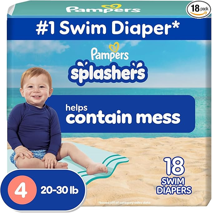 Pampers Swim Diapers - Splashers - Size M, 18 Count, Gap-Free Disposable Baby Swimming Pants | Amazon (US)