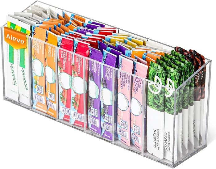 AIEVE Drink Packet Organizer, Water Drink Packet Holder with Removable Divider, Water Flavor Pack... | Amazon (US)