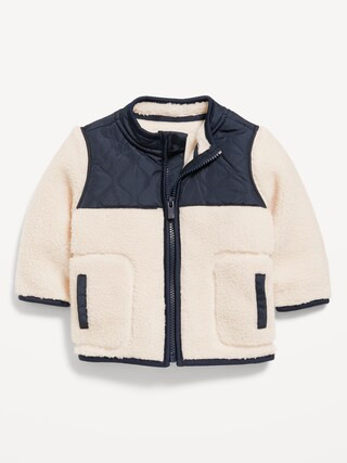 Unisex Cozy Sherpa Hybrid Zip Jacket for Baby | Old Navy (US)