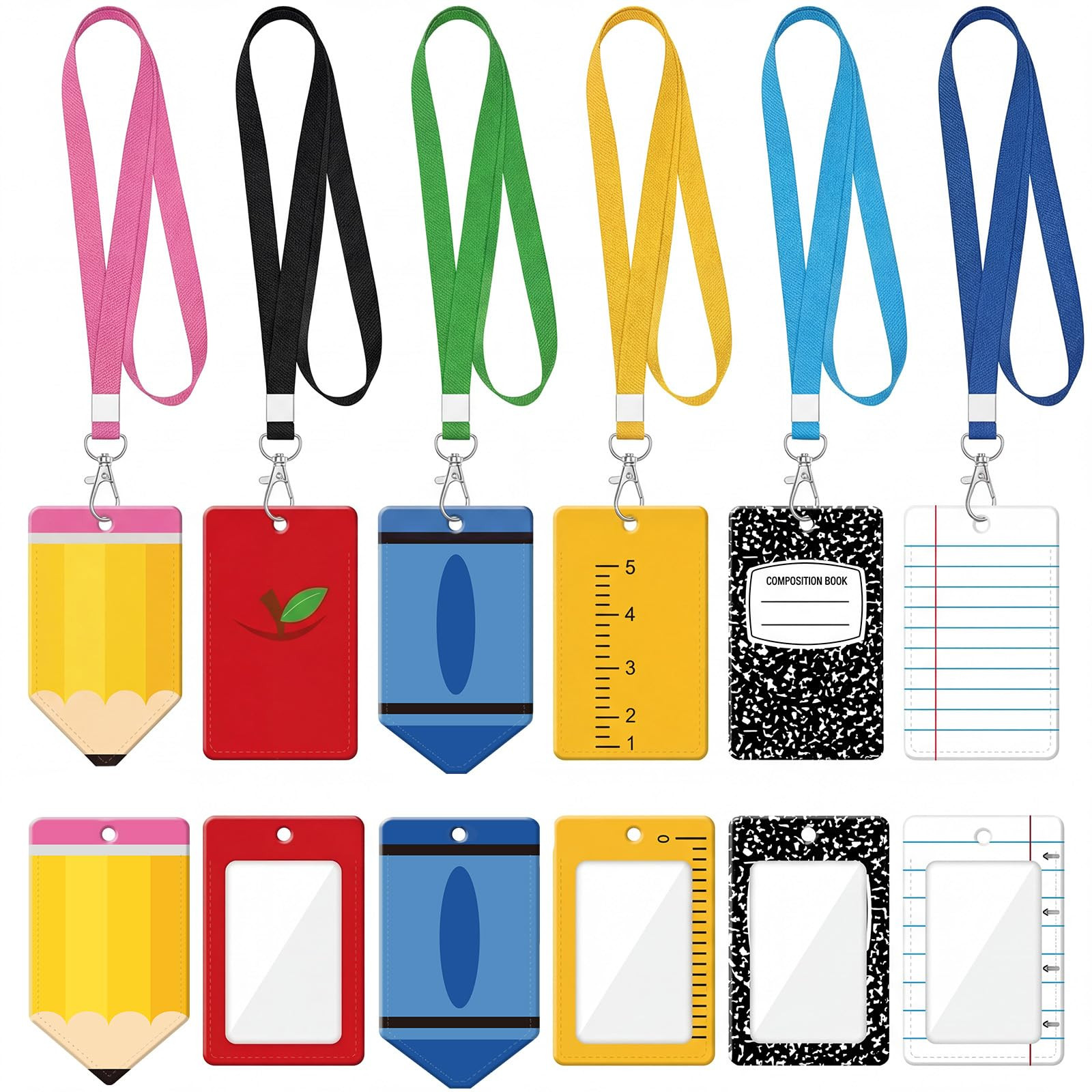 6 Pcs Teacher Lanyard with ID Holder, Teacher Appreciation Gifts ID Badge Holder Cute Pencil Comp... | Amazon (US)
