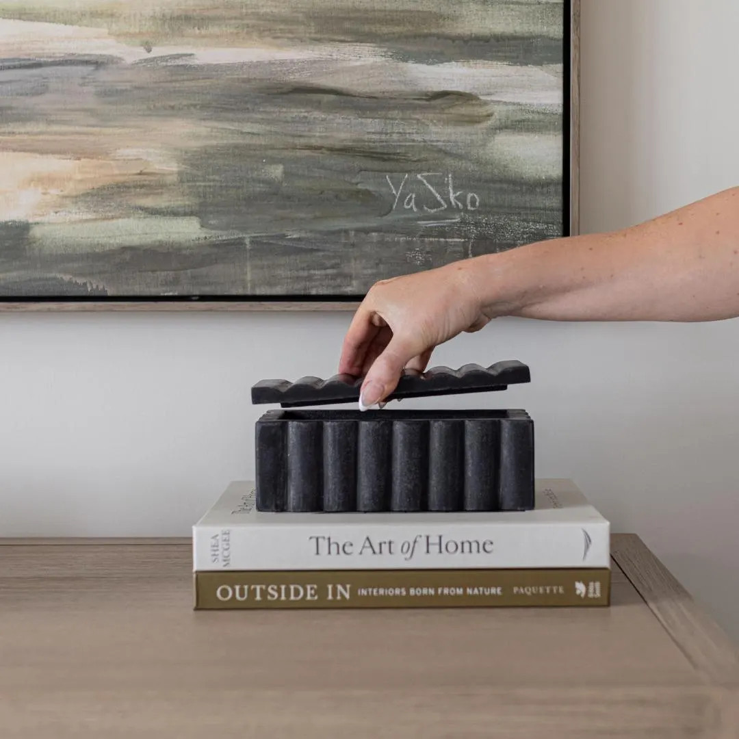 Black Marble Fluted Box | Etsy (US)