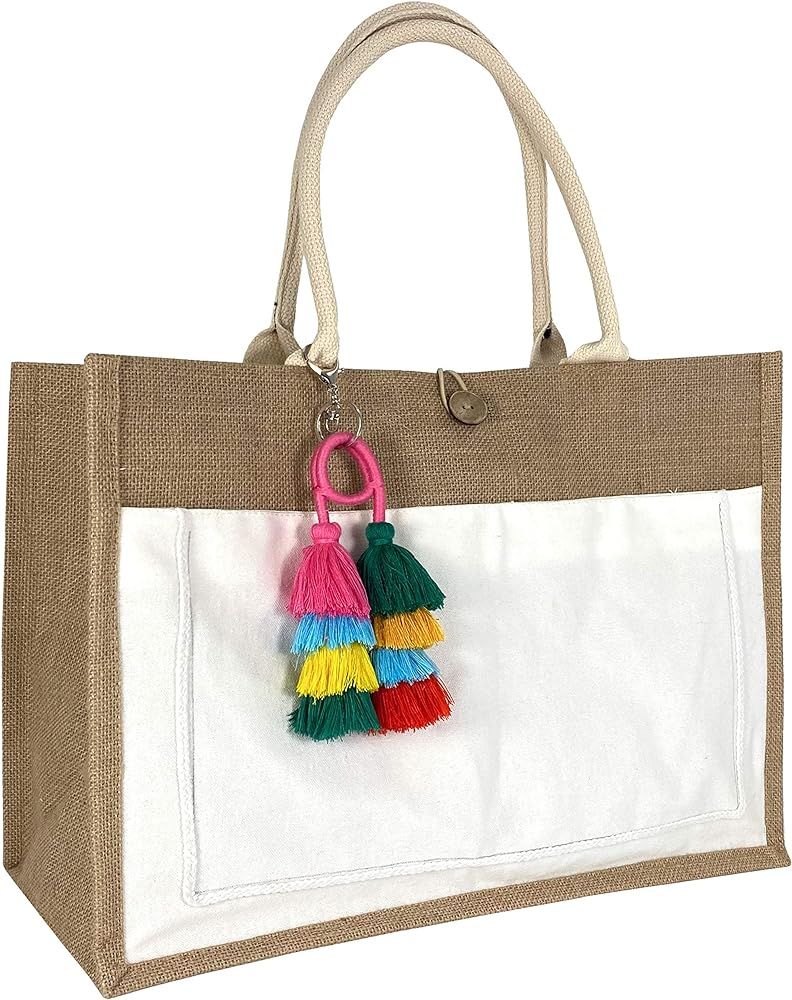 Hibala Woven Large Beach Bag Straw Bag Beach Tote Handmade Weaving Shoulder Bag Tassel Bag Handba... | Amazon (US)